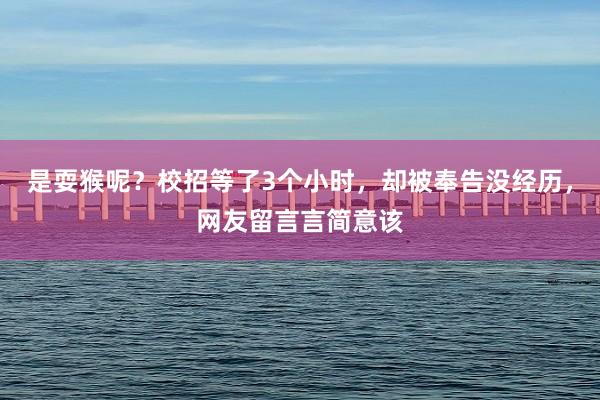 是耍猴呢？校招等了3个小时，却被奉告没经历，网友留言言简意该